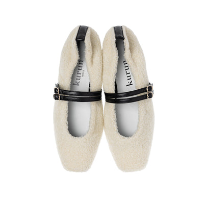 [11/28(fri) 20:00～先行発売]Flavie -Boa Cloth Double Strap Ivory　ボアクロス ダブルストラップ アイボリー