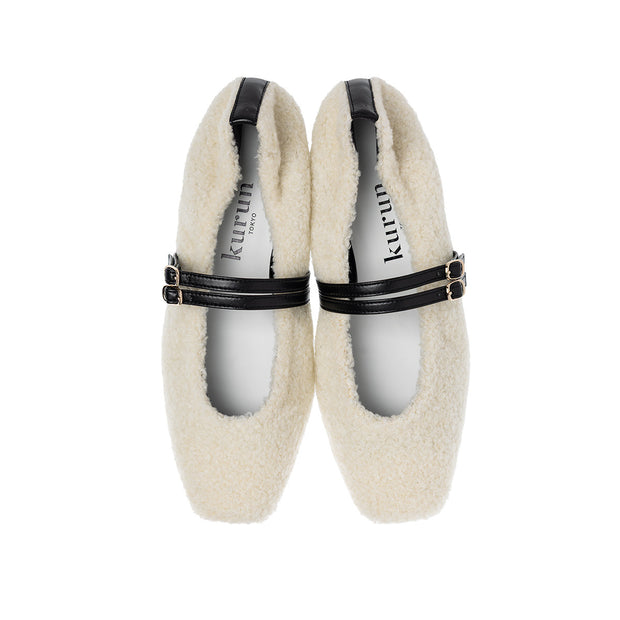 [11/28(fri) 20:00～先行発売]Flavie -Boa Cloth Double Strap Ivory　ボアクロス ダブルストラップ アイボリー