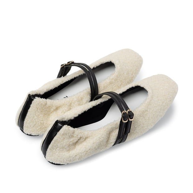 [11/28(fri) 20:00～先行発売]Flavie -Boa Cloth Double Strap Ivory　ボアクロス ダブルストラップ アイボリー