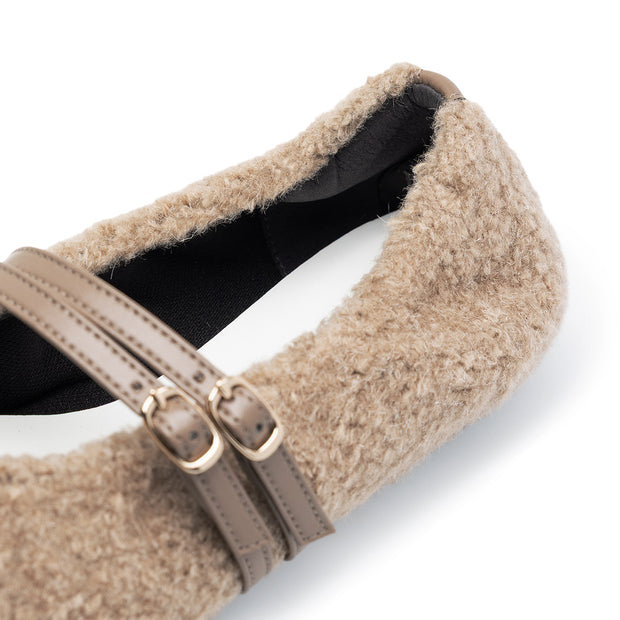 [11/28(fri) 20:00～先行発売]Flavie -Boa Cloth Double Strap Grege　ボアクロス ダブルストラップ グレージュ