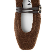 [11/28(fri) 20:00～先行発売]Flavie -Boa Cloth Double Strap Brown　ボアクロス ダブルストラップ ブラウン