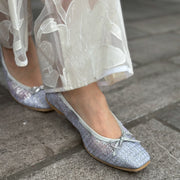 Giselle -Sheer lame cloth Silver シアーラメクロス シルバー kurun クルン kuruntokyo 入学式 卒業式 クルントウキョウ 疲れない 痛くない madeinjapan 日本製 本革 バレエシューズ フラットシューズ パンプス kurunTOKYO mdmバレエシューズwaterproof レインシューズ 小さいサイズ 大きいサイズ 26cm 21.5cm 26cm 25.5cm 25cm 22cm