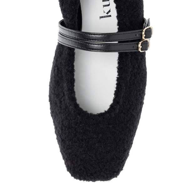 [11/28(fri) 20:00～先行発売]Flavie -Boa Cloth Double Strap Black　ボアクロス ダブルストラップ ブラック