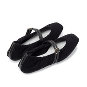 [11/28(fri) 20:00～先行発売]Flavie -Boa Cloth Double Strap Black　ボアクロス ダブルストラップ ブラック