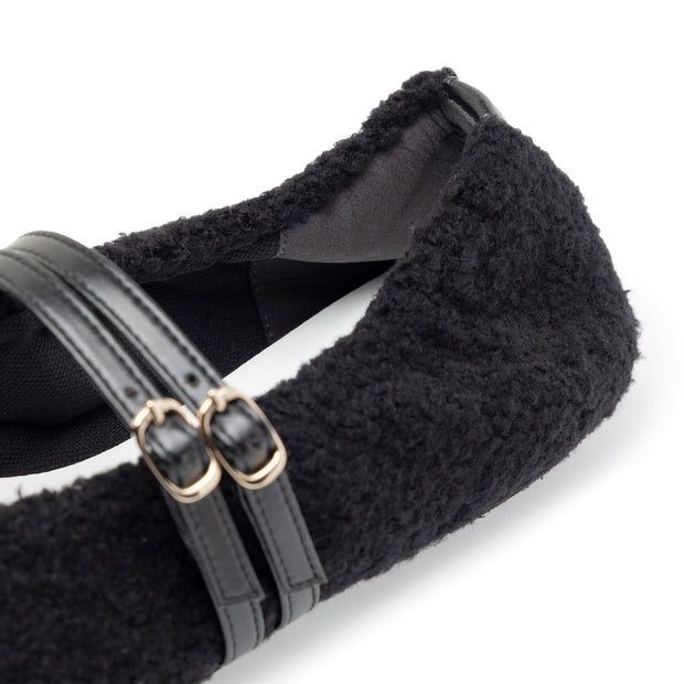 [11/28(fri) 20:00～先行発売]Flavie -Boa Cloth Double Strap Black　ボアクロス ダブルストラップ ブラック