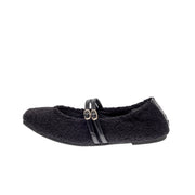 [11/28(fri) 20:00～先行発売]Flavie -Boa Cloth Double Strap Black　ボアクロス ダブルストラップ ブラック