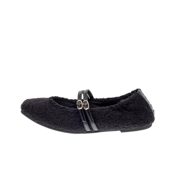 [11/28(fri) 20:00～先行発売]Flavie -Boa Cloth Double Strap Black　ボアクロス ダブルストラップ ブラック