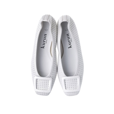 [4/9(wed)20:00～発売開始]Giselle -Waterproof Mesh embossed White ウォータープルーフメッシュ ホワイト kurun クルン kuruntokyo 入学式 卒業式 クルントウキョウ 疲れない 痛くない madeinjapan 日本製 本革 バレエシューズ フラットシューズ パンプス kurunTOKYO mdmバレエシューズwaterproof レインシューズ 小さいサイズ 大きいサイズ 26cm 21.5cm 26cm 25.5cm 25cm 22cm