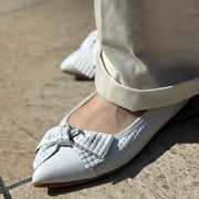 Mathilde -Waterproof Mesh embossed White ウォータープルーフメッシュ ホワイト kurun クルン kuruntokyo 入学式 卒業式 クルントウキョウ 疲れない 痛くない madeinjapan 日本製 本革 バレエシューズ フラットシューズ パンプス kurunTOKYO mdmバレエシューズwaterproof レインシューズ 小さいサイズ 大きいサイズ 26cm 21.5cm 26cm 25.5cm 25cm 22cm