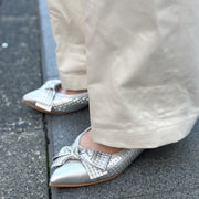 Mathilde -Waterproof Mesh embossed Silver ウォータープルーフメッシュ シルバー kurun クルン kuruntokyo 入学式 卒業式 クルントウキョウ 疲れない 痛くない madeinjapan 日本製 本革 バレエシューズ フラットシューズ パンプス kurunTOKYO mdmバレエシューズwaterproof レインシューズ 小さいサイズ 大きいサイズ 26cm 21.5cm 26cm 25.5cm 25cm 22cm