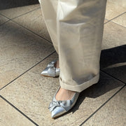 Mathilde -Waterproof Mesh embossed Silver ウォータープルーフメッシュ シルバー kurun クルン kuruntokyo 入学式 卒業式 クルントウキョウ 疲れない 痛くない madeinjapan 日本製 本革 バレエシューズ フラットシューズ パンプス kurunTOKYO mdmバレエシューズwaterproof レインシューズ 小さいサイズ 大きいサイズ 26cm 21.5cm 26cm 25.5cm 25cm 22cm