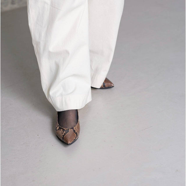 Inès -Pythonprint Brown パイソンプリント ブラウン kurun クルン kuruntokyo 入学式 卒業式 クルントウキョウ 疲れない 痛くない madeinjapan 日本製 本革 バレエシューズ フラットシューズ パンプス kurunTOKYO mdmバレエシューズwaterproof レインシューズ 小さいサイズ 大きいサイズ 26cm 21.5cm 26cm 25.5cm 25cm 22cm
