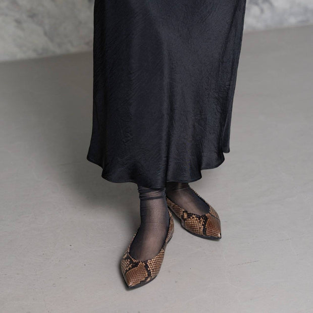 Inès -Pythonprint Brown パイソンプリント ブラウン kurun クルン kuruntokyo 入学式 卒業式 クルントウキョウ 疲れない 痛くない madeinjapan 日本製 本革 バレエシューズ フラットシューズ パンプス kurunTOKYO mdmバレエシューズwaterproof レインシューズ 小さいサイズ 大きいサイズ 26cm 21.5cm 26cm 25.5cm 25cm 22cm