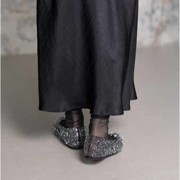 [9/24(wed)20:00～販売開始]Inès -Fringe cloth Silver フリンジクロス シルバー kurun クルン kuruntokyo 入学式 卒業式 クルントウキョウ 疲れない 痛くない madeinjapan 日本製 本革 バレエシューズ フラットシューズ パンプス kurunTOKYO mdmバレエシューズwaterproof レインシューズ 小さいサイズ 大きいサイズ 26cm 21.5cm 26cm 25.5cm 25cm 22cm