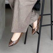 Inès -Pythonprint Brown パイソンプリント ブラウン kurun クルン kuruntokyo 入学式 卒業式 クルントウキョウ 疲れない 痛くない madeinjapan 日本製 本革 バレエシューズ フラットシューズ パンプス kurunTOKYO mdmバレエシューズwaterproof レインシューズ 小さいサイズ 大きいサイズ 26cm 21.5cm 26cm 25.5cm 25cm 22cm