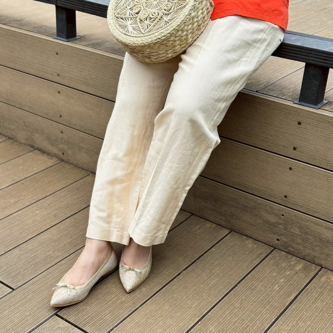 Mathilde -Waterproof Panamacloth foil Gold beige – kurun TOKYO