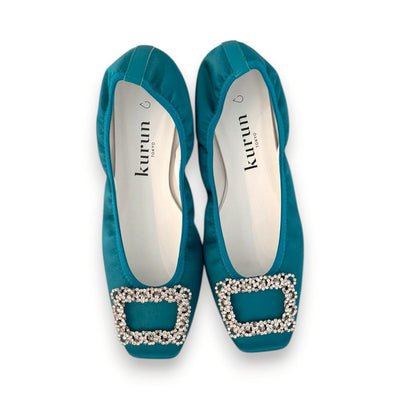 [期間限定 受注生産] Giselle -Waterproof satin bijou Teal green　ウォータープルーフサテン ビジューティールグリーン