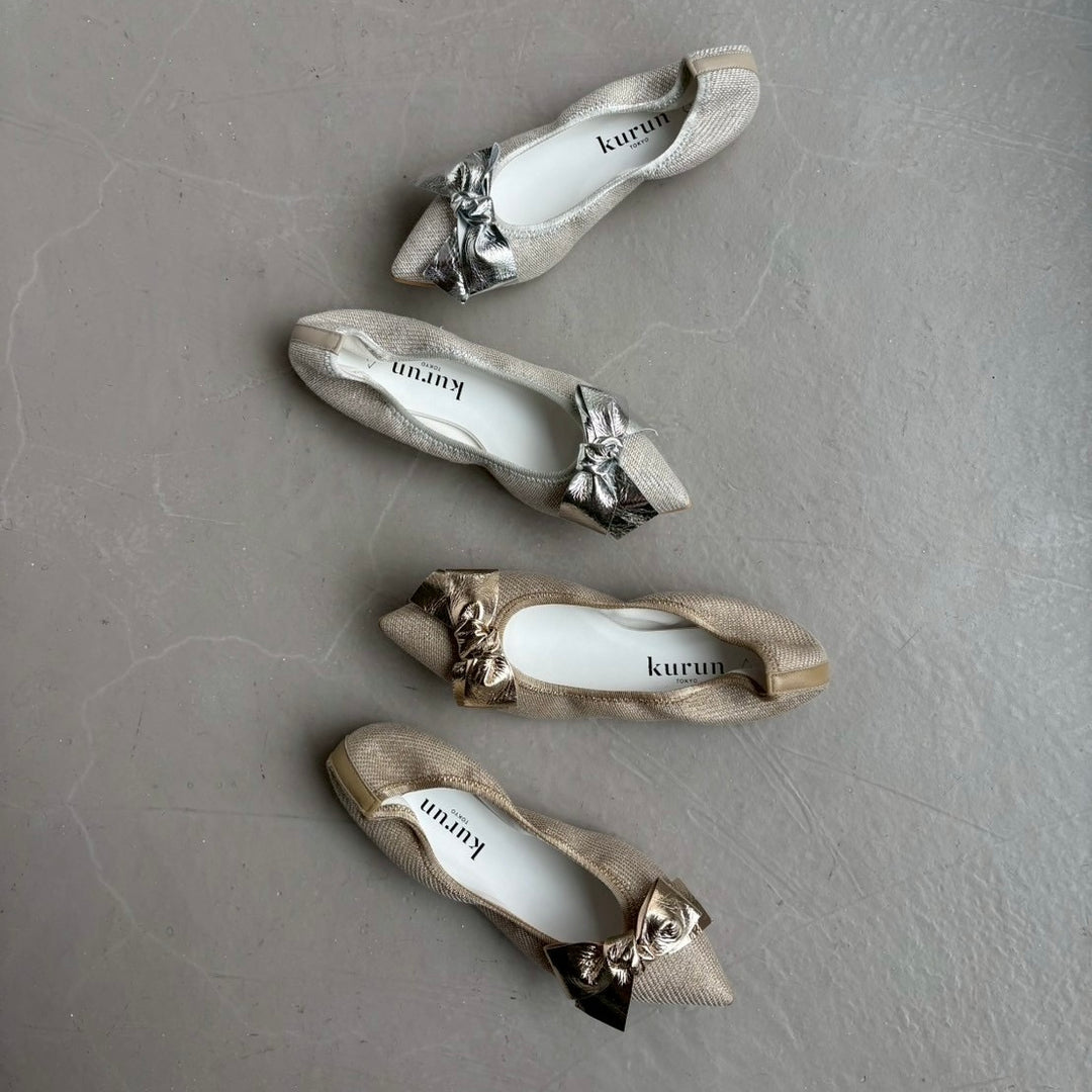 Kurun KU-2 Mathilde マチルド ラメメッシュシルバー 防水 Mathilde -Waterproof Linen lame cloth Big Ribbon Silver ウォーター