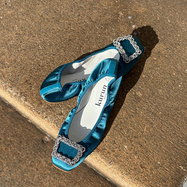 [期間限定 受注生産] Giselle -Waterproof satin bijou Teal green　ウォータープルーフサテン ビジューティールグリーン