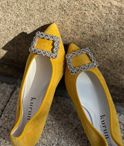 [期間限定 受注生産] Mathilde -Waterproof Suede bijou Yellow　ウォータープルーフスエード ビジューイエロー