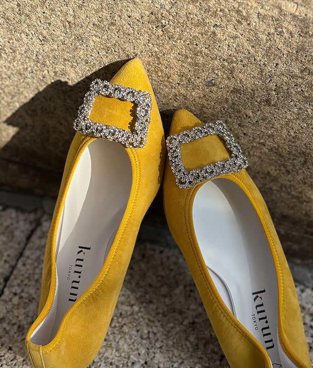 [期間限定 受注生産] Mathilde -Waterproof Suede bijou Yellow　ウォータープルーフスエード ビジューイエロー