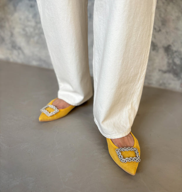 [期間限定 受注生産] Mathilde -Waterproof Suede bijou Yellow　ウォータープルーフスエード ビジューイエロー