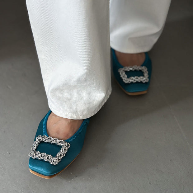 [期間限定 受注生産] Giselle -Waterproof satin bijou Teal green　ウォータープルーフサテン ビジューティールグリーン