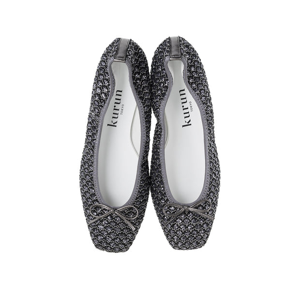 Giselle -Flower lace glitter Dark gray フラワーレースグリッター ダークグレー kurun クルン kuruntokyo 入学式 卒業式 クルントウキョウ 疲れない 痛くない madeinjapan 日本製 本革 バレエシューズ フラットシューズ パンプス kurunTOKYO mdmバレエシューズwaterproof レインシューズ 小さいサイズ 大きいサイズ 26cm 21.5cm 26cm 25.5cm 25cm 22cm