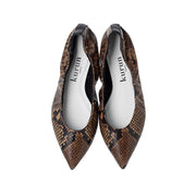 Inès -Pythonprint Brown パイソンプリント ブラウン kurun クルン kuruntokyo 入学式 卒業式 クルントウキョウ 疲れない 痛くない madeinjapan 日本製 本革 バレエシューズ フラットシューズ パンプス kurunTOKYO mdmバレエシューズwaterproof レインシューズ 小さいサイズ 大きいサイズ 26cm 21.5cm 26cm 25.5cm 25cm 22cm