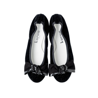 [10/8(wed)20:00～発売開始]Pauline -Lame velour cloth Black ラメベロアクロス ブラック kurun クルン kuruntokyo 入学式 卒業式 クルントウキョウ 疲れない 痛くない madeinjapan 日本製 本革 バレエシューズ フラットシューズ パンプス kurunTOKYO mdmバレエシューズwaterproof レインシューズ 小さいサイズ 大きいサイズ 26cm 21.5cm 26cm 25.5cm 25cm 22cm