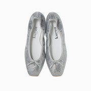 Giselle -Lace glitter Silver　レースグリッター シルバー kurun クルン kuruntokyo 入学式 卒業式 クルントウキョウ 疲れない 痛くない madeinjapan 日本製 本革 バレエシューズ フラットシューズ  パンプス kurunTOKYO mdmバレエシューズwaterproof レインシューズ 小さいサイズ 大きいサイズ 26cm 21.5cm 26cm 25.5cm 25cm 22cm