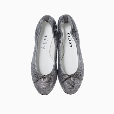 【8/28(wed)20:00～発売開始】Pauline -Lace glitter Dark gray　レースグリッター ダークグレー kurun クルン kuruntokyo 入学式 卒業式 クルントウキョウ 疲れない 痛くない madeinjapan 日本製 本革 バレエシューズ フラットシューズ  パンプス kurunTOKYO mdmバレエシューズwaterproof レインシューズ 小さいサイズ 大きいサイズ 26cm 21.5cm 26cm 25.5cm 25cm 22cm