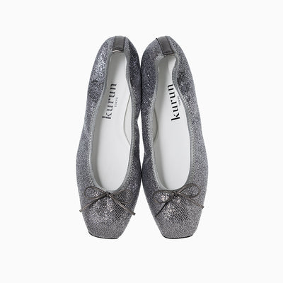 Giselle -Lace glitter Dark gray　レースグリッター ダークグレー kurun クルン kuruntokyo 入学式 卒業式 クルントウキョウ 疲れない 痛くない madeinjapan 日本製 本革 バレエシューズ フラットシューズ  パンプス kurunTOKYO mdmバレエシューズwaterproof レインシューズ 小さいサイズ 大きいサイズ 26cm 21.5cm 26cm 25.5cm 25cm 22cm