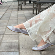 Giselle -Sheer lame cloth Silver シアーラメクロス シルバー kurun クルン kuruntokyo 入学式 卒業式 クルントウキョウ 疲れない 痛くない madeinjapan 日本製 本革 バレエシューズ フラットシューズ パンプス kurunTOKYO mdmバレエシューズwaterproof レインシューズ 小さいサイズ 大きいサイズ 26cm 21.5cm 26cm 25.5cm 25cm 22cm