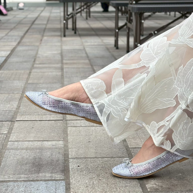 Giselle -Sheer lame cloth Silver シアーラメクロス シルバー kurun クルン kuruntokyo 入学式 卒業式 クルントウキョウ 疲れない 痛くない madeinjapan 日本製 本革 バレエシューズ フラットシューズ パンプス kurunTOKYO mdmバレエシューズwaterproof レインシューズ 小さいサイズ 大きいサイズ 26cm 21.5cm 26cm 25.5cm 25cm 22cm