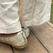 Giselle -Waterproof Foil panamacloth Gold beige ウォータープルーフ フォイルパナマクロス ゴールドベージュ kurun クルン kuruntokyo 入学式 卒業式 クルントウキョウ 疲れない 痛くない madeinjapan 日本製 本革 バレエシューズ フラットシューズ パンプス kurunTOKYO mdmバレエシューズwaterproof レインシューズ 小さいサイズ 大きいサイズ 26cm 21.5cm 26cm 25.5cm 25cm 22cm