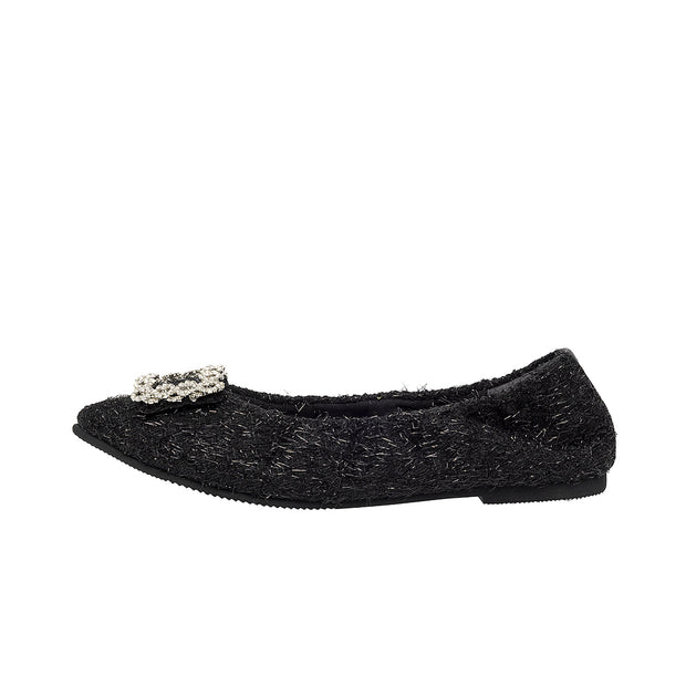 [10/31(fri)20:00 再入荷] Inès -Fringe cloth bijou Black フリンジクロス ビジュー ブラック kurun クルン kuruntokyo 入学式 卒業式 クルントウキョウ 疲れない 痛くない madeinjapan 日本製 本革 バレエシューズ フラットシューズ パンプス kurunTOKYO mdmバレエシューズwaterproof レインシューズ 小さいサイズ 大きいサイズ 26cm 21.5cm 26cm 25.5cm 25cm 22cm