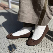 Pauline -Waterproof Suede Darkbrown ウォータープルーフスエード ダークブラウン kurun クルン kuruntokyo 入学式 卒業式 クルントウキョウ 疲れない 痛くない madeinjapan 日本製 本革 バレエシューズ フラットシューズ パンプス kurunTOKYO mdmバレエシューズwaterproof レインシューズ 小さいサイズ 大きいサイズ 26cm 21.5cm 26cm 25.5cm 25cm 22cm