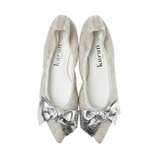 Mathilde -Waterproof Linen lame cloth Big Ribbon Silver ウォーター