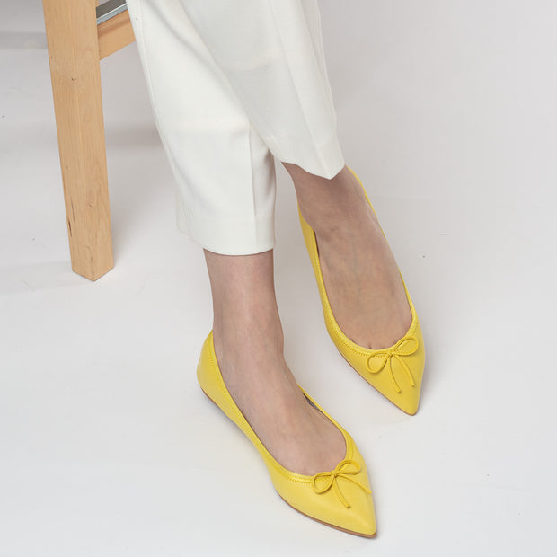 Mathilde -Premium Smooth Canaryyellow　プレミアムスムース カナリーイエロー(Limited) kurun クルン kuruntokyo 入学式 卒業式 クルントウキョウ 疲れない 痛くない madeinjapan 日本製 本革 バレエシューズ フラットシューズ  パンプス kurunTOKYO mdmバレエシューズwaterproof レインシューズ 小さいサイズ 大きいサイズ 26cm 21.5cm 26cm 25.5cm 25cm 22cm