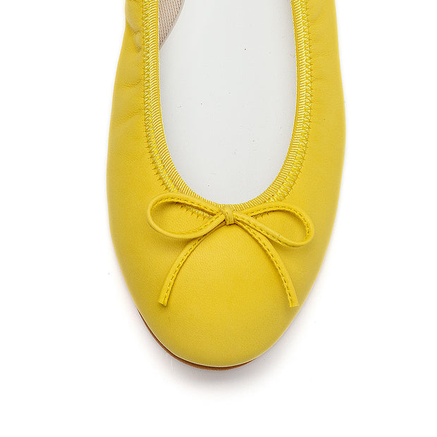 Pauline -Premium Smooth CanaryYellow　プレミアムスムース カナリーイエロー(Limited) kurun クルン kuruntokyo 入学式 卒業式 クルントウキョウ 疲れない 痛くない madeinjapan 日本製 本革 バレエシューズ フラットシューズ  パンプス kurunTOKYO mdmバレエシューズwaterproof レインシューズ 小さいサイズ 大きいサイズ 26cm 21.5cm 26cm 25.5cm 25cm 22cm