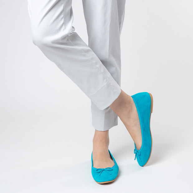 Pauline -Premium Suede Turquoise　プレミアムスエード ターコイズ(Limited) kurun クルン kuruntokyo 入学式 卒業式 クルントウキョウ 疲れない 痛くない madeinjapan 日本製 本革 バレエシューズ フラットシューズ  パンプス kurunTOKYO mdmバレエシューズwaterproof レインシューズ 小さいサイズ 大きいサイズ 26cm 21.5cm 26cm 25.5cm 25cm 22cm